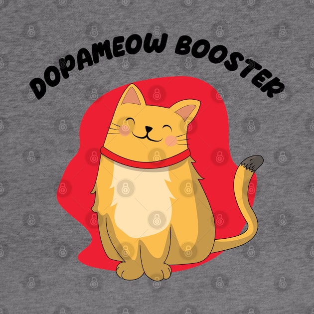 Dopameow Booster Funny Cute Cat. Novelty funny kitty design, for cat and pet parents - Yellow cat version by Cool Teez